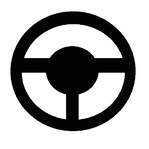 A simple black steering wheel.